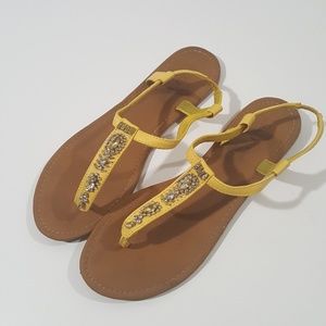 Yellow jeweled sandals size 10